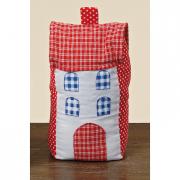 T�rstopper aus Stoff Haus Handarbeit rot-wei�-blau 27cm