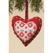 Dekoh�nger Herz aus Stoff Patchwork Blumen rot-wei� Mod. B