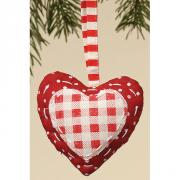 Dekoh�nger Herz aus Stoff Patchwork Karo rot-wei� Mod. C