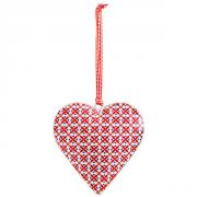 Dekoh�nger Herz aus Metall Ornamentmuster rot blau creme 10cm