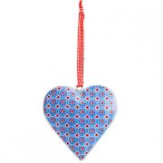 Dekoh�nger Herz aus Metall Ornamentmuster rot blau 10cm