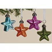Dekoh�nger Stern aus Glas Christbaumschmuck blau 10cm