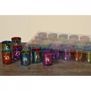 Windlicht-Set Adventskalender 24tlg. Glas bunt