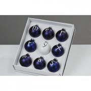 Glaskugel-Set Weihnachtskugeln Merry XMAS blau-wei� 9 tlg.