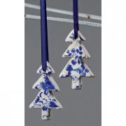 Anh�nger Tannenbaum aus Terrakotta blau-wei� Vintage Mod. B
