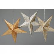 Leuchtstern Papierstern 70cm gold mit Glitter inkl. Fassung