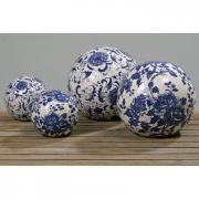 Dekokugel Gartenkugel Terrakotta wei� blau 12cm Mod. B