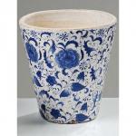 Pflanztopf Blumentopf wei� - blau krakeliert 24cm