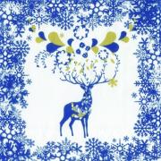 IHR Servietten Lunch 33x33cm Hirsch Weihnachten blau gold