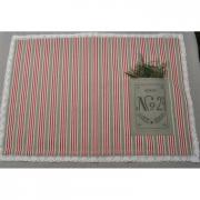 Artefina Tischset creme - beige - rot Streifen No. 24 33x48cm