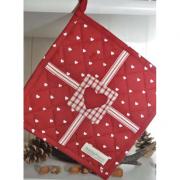 Artefina Topflappen rot - wei� mit Herzen Set/2