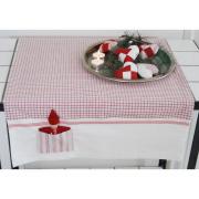 Aspegren Tischl�ufer kariert m. Wichtel 130cm x 50cm