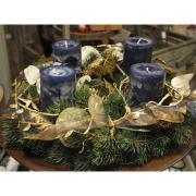 Adventskranz Kunsttanne 40cm blau gold