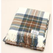 Decke Wolldecke Lambswool Muted Blue Stewart Karo 130x170