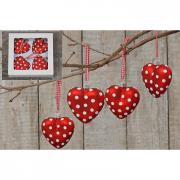 Dekoh�nger Glas Herz mit Punkten rot 4tlg.