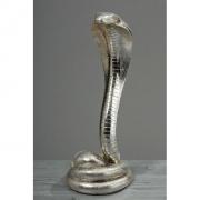 Dekofigur Schlange Kunstharz silber 35cm