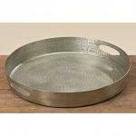 Tablett Aluminium silber rund 40cm