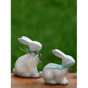Dekofiguren Osterhasen Set/2 Porzellan wei� 10cm