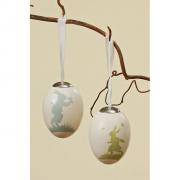 Dekoh�nger Osterei aus Keramik mit Hasenmotiv blau 7,5cm