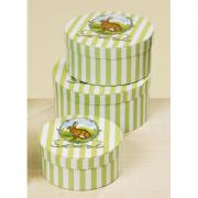 Geschenkschachtel Hase gr�n - wei� gestreift rund 12cm Ostern