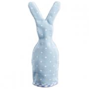 Eierw�rmer Hase a. Stoff blau gepunktet Handarbeit 20cm