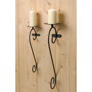 Kerzenhalter Wandkerzenhalter Eisen geschmiedet antikbraun 60cm