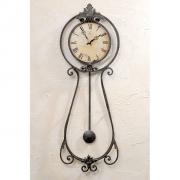 Uhr Wanduhr Metall m. Pendel schwarz 92cm