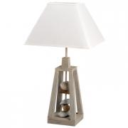 Lampe Tischlampe a. Holz m. Steinen 76cm