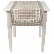 Clayre & Eef Tischl�ufer beige kariert mit H�hnern CAO 140x50cm