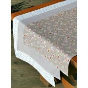 Tischlufer aus Baumwolle beige mit Rosenmuster 150 x 45cm