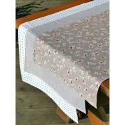 Tischl�ufer aus Baumwolle beige - wei� kariert 150 x 45cm
