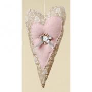 Dekoh�nger Herz aus Stoff beige - rosa 25cm
