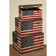 Aufbewahrungsbox Truhe aus Holz Stars & Stripes Gr. L