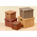 Aufbewahrungsbox a. Bast-Geflecht m. Deckel Gr. 3 aubergine