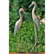 Holzfiguren - Set Reiher Vogel 60cm 2 tlg.