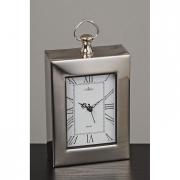 Uhr Tischuhr Eisen lackiert silber 22cm