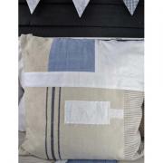Artefina Kissenh�lle Patchwork Jute blau - wei� 50x50cm