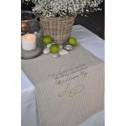 Artefina Tischl�ufer creme beige gestreift mit Schriftzug 40x140