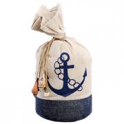 T�rstopper - Sack aus Leinen mit Ankermotiv maritim