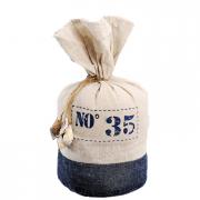 T�rstopper - Sack aus Leinen mit Muscheln maritim