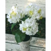 Kunstblume Kunstpflanze Hortensie wei� getopft 40cm