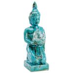 Buddha Buddhafigur mit Windlicht Keramik t�rkis - blau 46cm