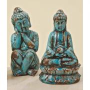 Buddha sitzend Terrakotta t�rkis 33cm Mod. A