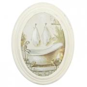 Clayre & Eef Wandbild Badezimmer aus Holz oval 22cm