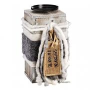 Kerzenst�nder aus Holz mit Filzdeko grau 32cm XL