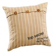 Kissen mit F�llung creme beige gestreift Holzkn�pfe 40 x 40cm