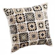 Kissen mit Ethnoprint Quadrate schwarz, grau beige 50 x 50cm