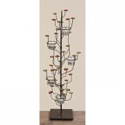 Teelichthalter Baum dreifach mit Glassteinen 75cm