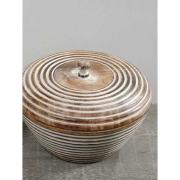 Schale Holzschale m. Deckel Mangoholz wei� gewischt 22cm