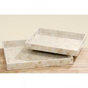 Tablett aus Holz creme-wei mit Perlmuttscheiben 42cm